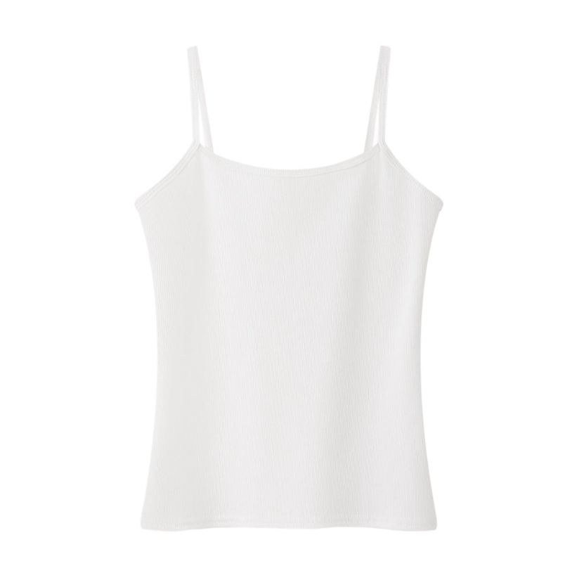 Fitted Rib Knit Camisole Tank - white