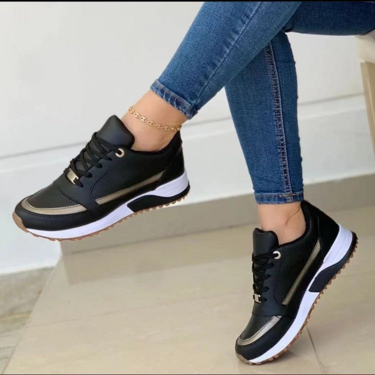 Metallic Stripe Low Top Wedge Sneakers