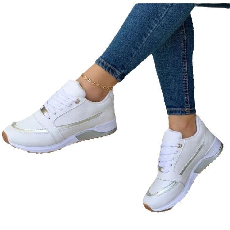 Metallic Stripe Low Top Wedge Sneakers