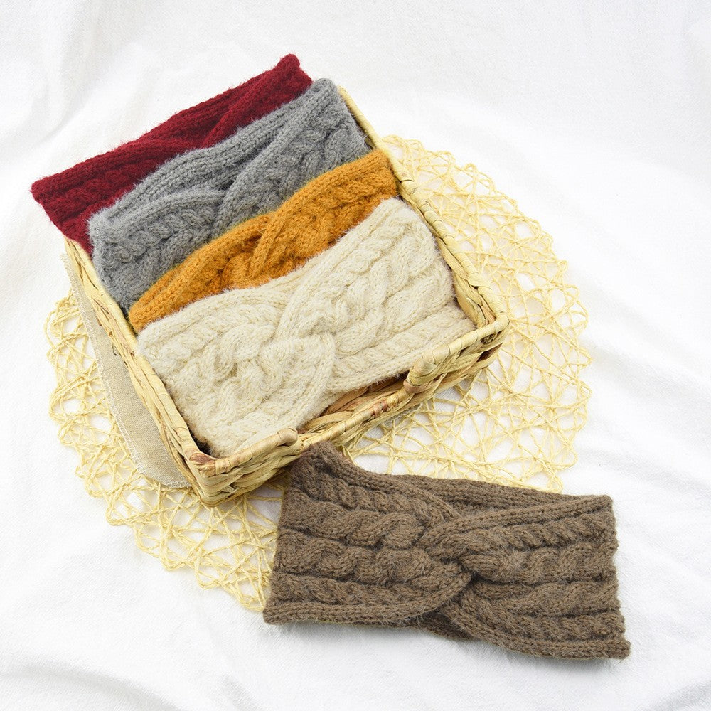 Fuzzy Twist Knot Cable Knit Ear Warmer Headband