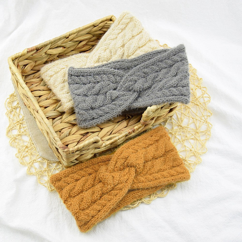 Fuzzy Twist Knot Cable Knit Ear Warmer Headband