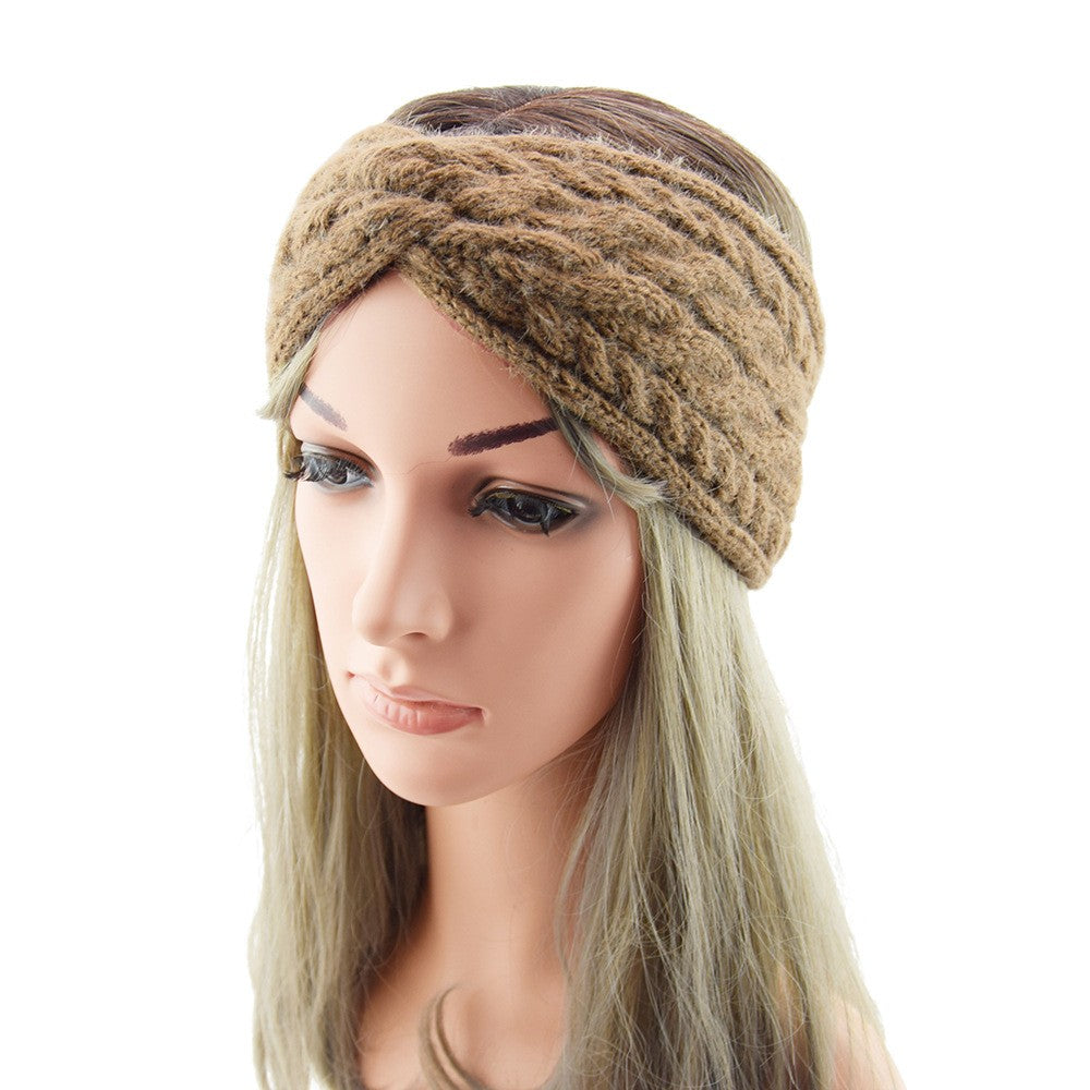 Fuzzy Twist Knot Cable Knit Ear Warmer Headband