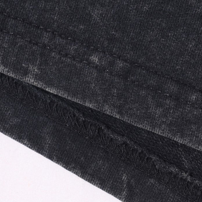 Acid Wash Drawstring Bermuda Shorts - Black - 4