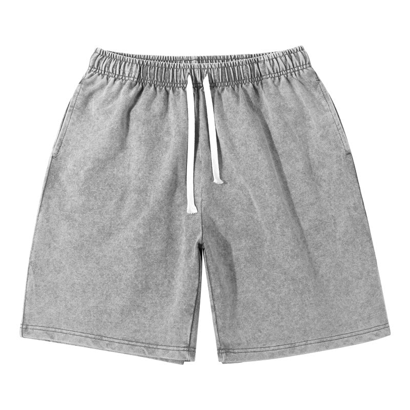 Acid Wash Drawstring Bermuda Shorts - Grey