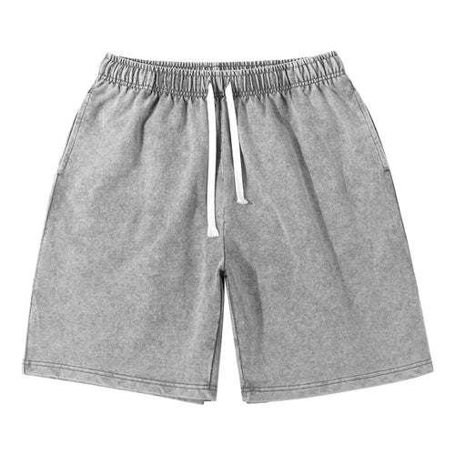 Acid Wash Drawstring Bermuda Shorts - Grey