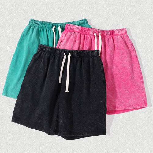 Acid Wash Drawstring Bermuda Shorts
