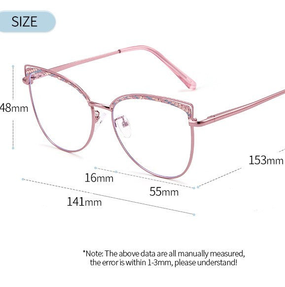 Etched Brow Cat Eye Metal Glasses - view 1