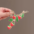 Enamel Strawberry Vine Hair Claw Clip - Red