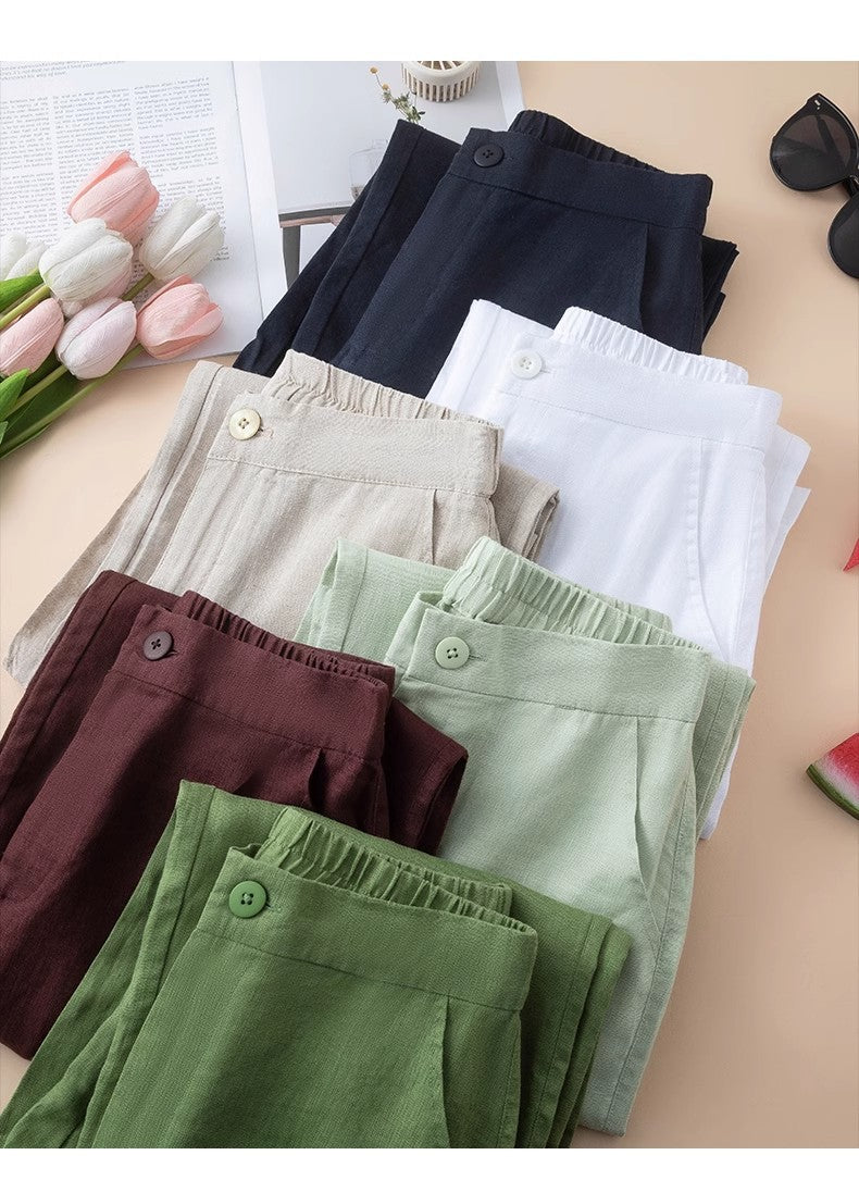 Lightweight Linen Blend Wide Leg Pants - view 2
