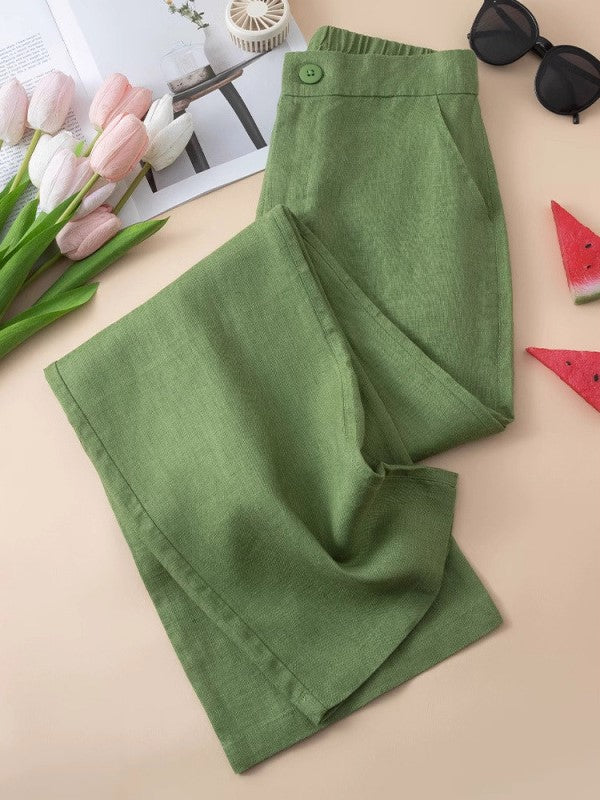 Lightweight Linen Blend Wide Leg Pants - view 5