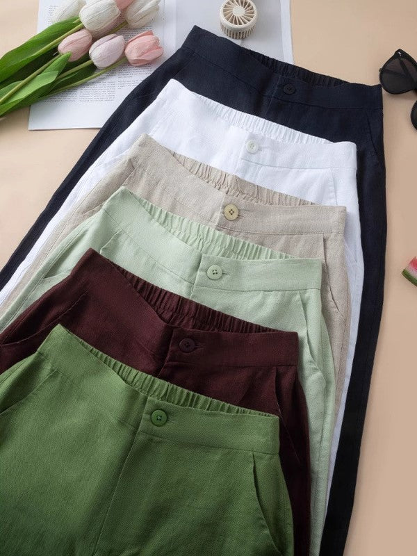 Lightweight Linen Blend Wide Leg Pants - view 7