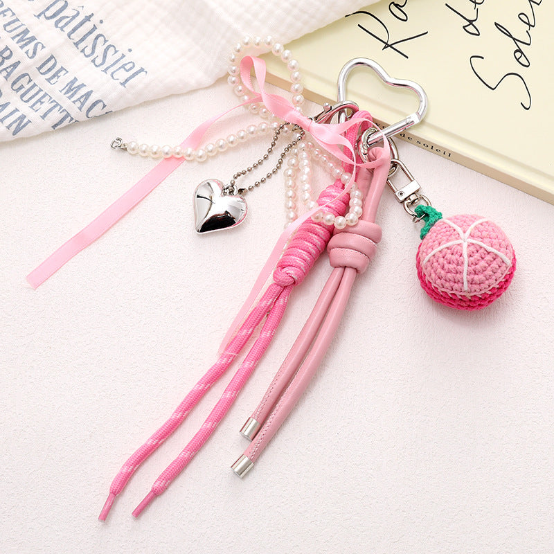 Knotted Ribbon Crochet Fruit Bag Charm - C3