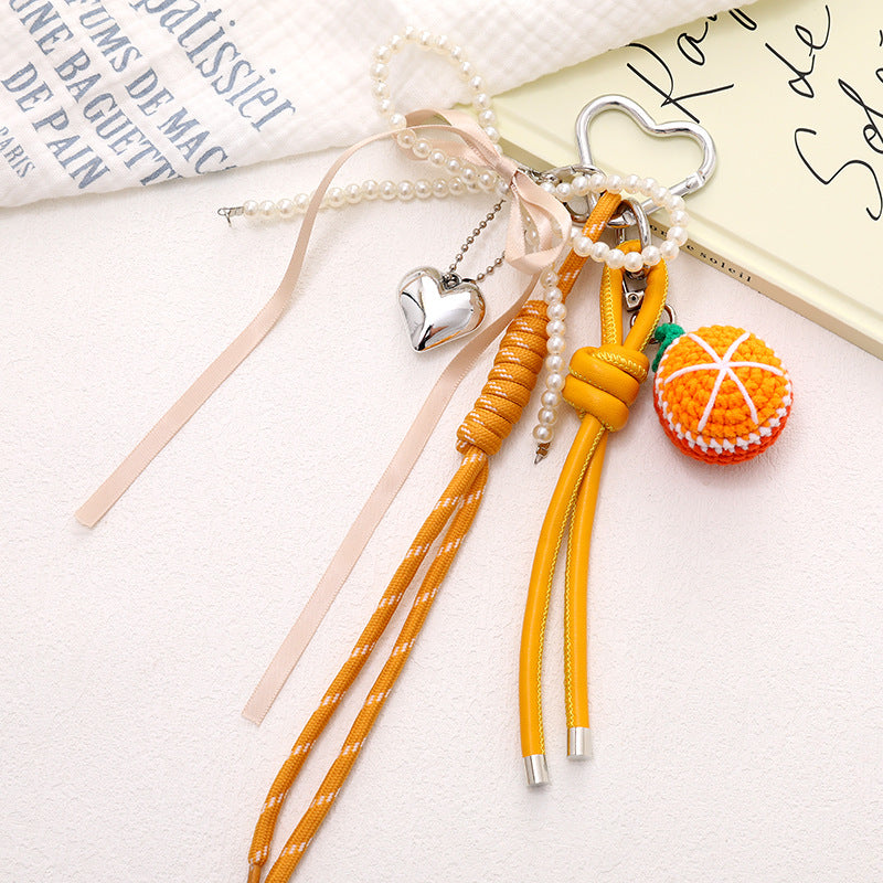 Knotted Ribbon Crochet Fruit Bag Charm - C4