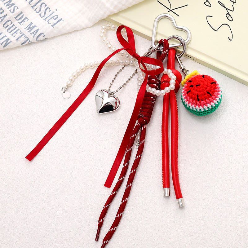 Knotted Ribbon Crochet Fruit Bag Charm - C5