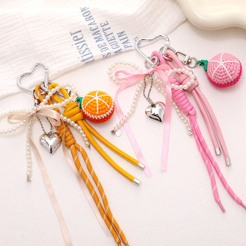 Knotted Ribbon Crochet Fruit Bag Charm