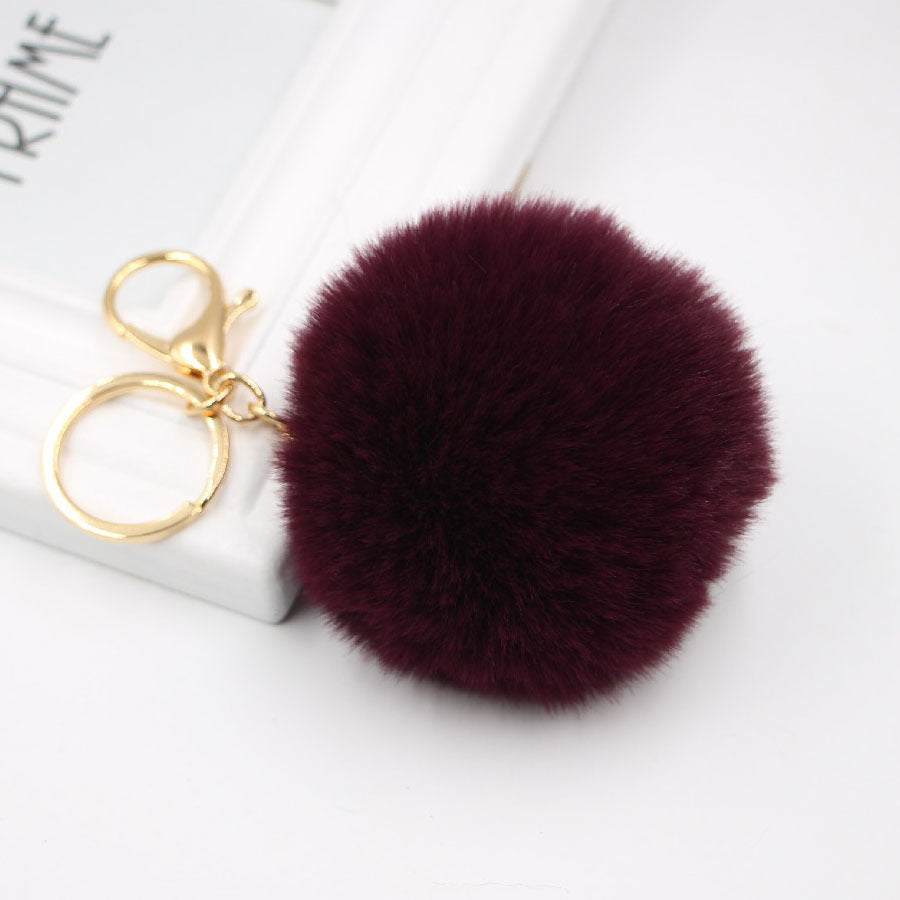 Plush Faux Fur Ball Bag Charm - Color_12