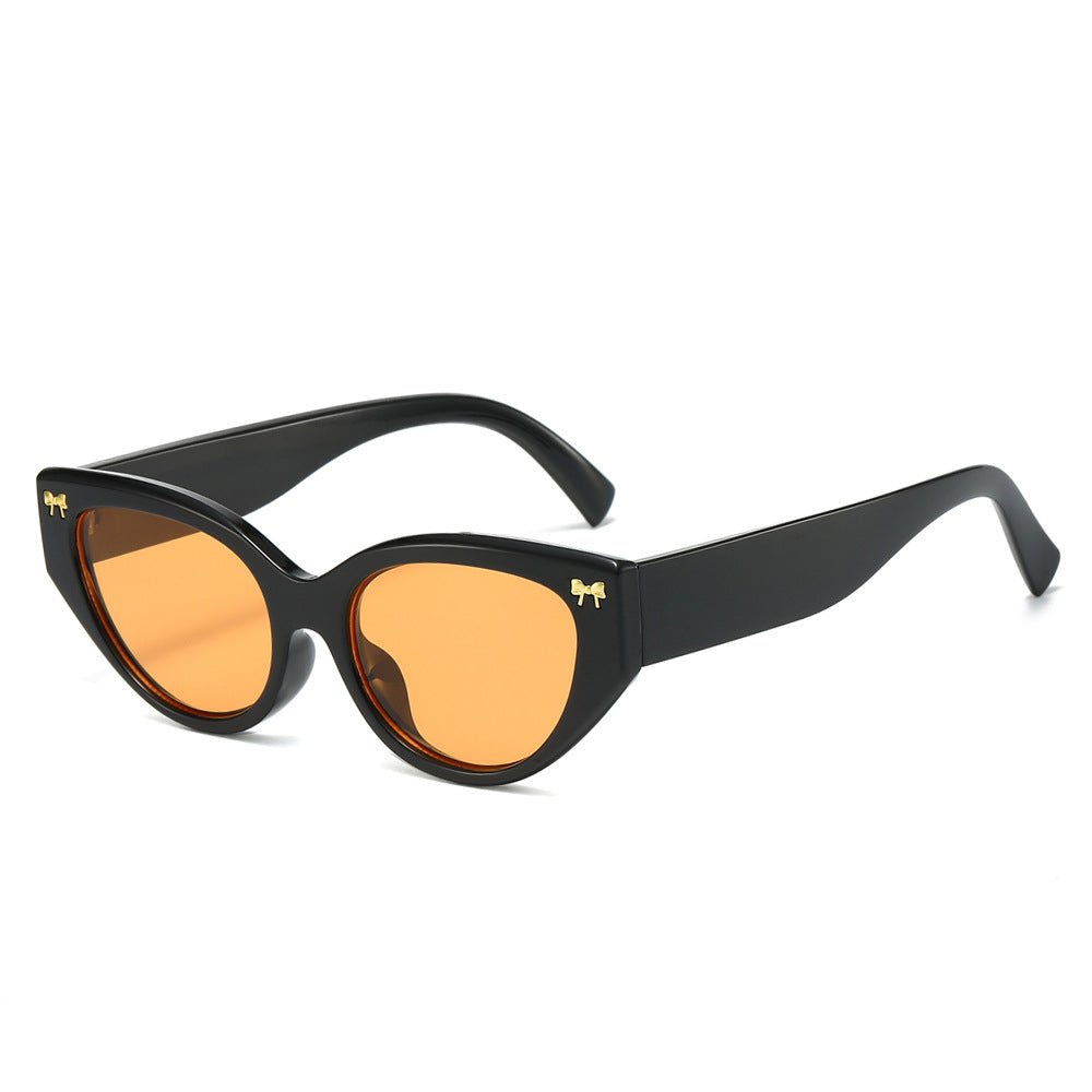 Cat Eye Sunglasses With Bow Detail - Orange