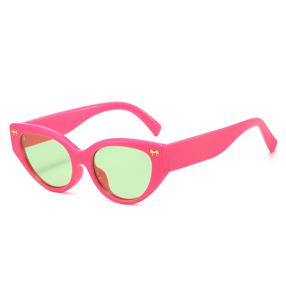 Cat Eye Sunglasses With Bow Detail - Pink