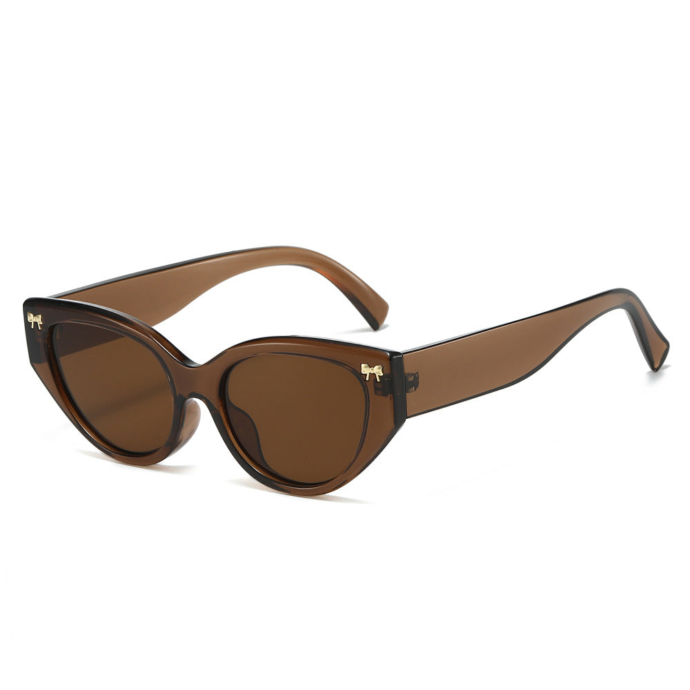 Cat Eye Sunglasses With Bow Detail - Tea