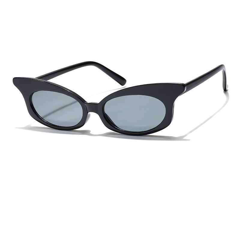Slim Oval Retro Nineties Sunglasses - Black