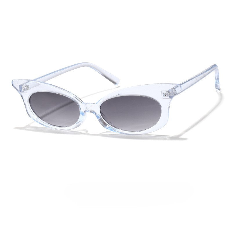 Slim Oval Retro Nineties Sunglasses - Blue