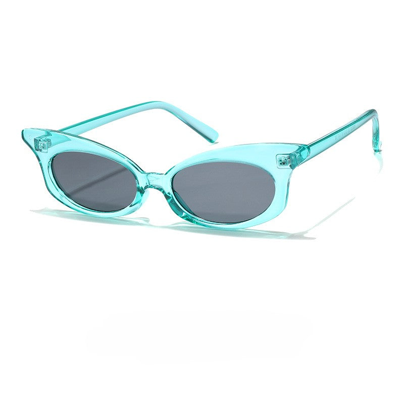 Slim Oval Retro Nineties Sunglasses - Green