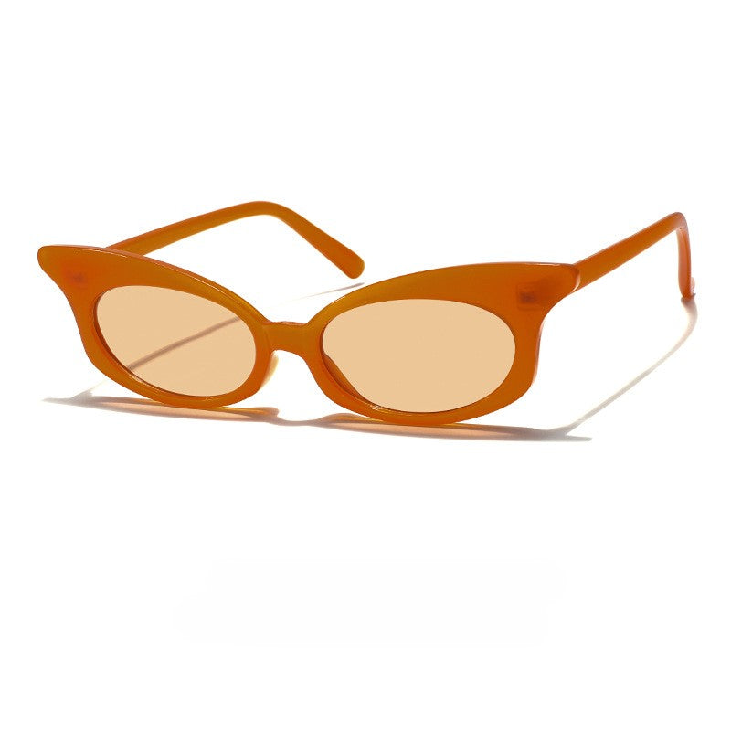 Slim Oval Retro Nineties Sunglasses - Orange