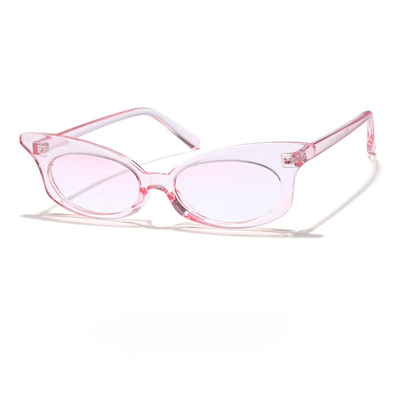 Slim Oval Retro Nineties Sunglasses - Pink
