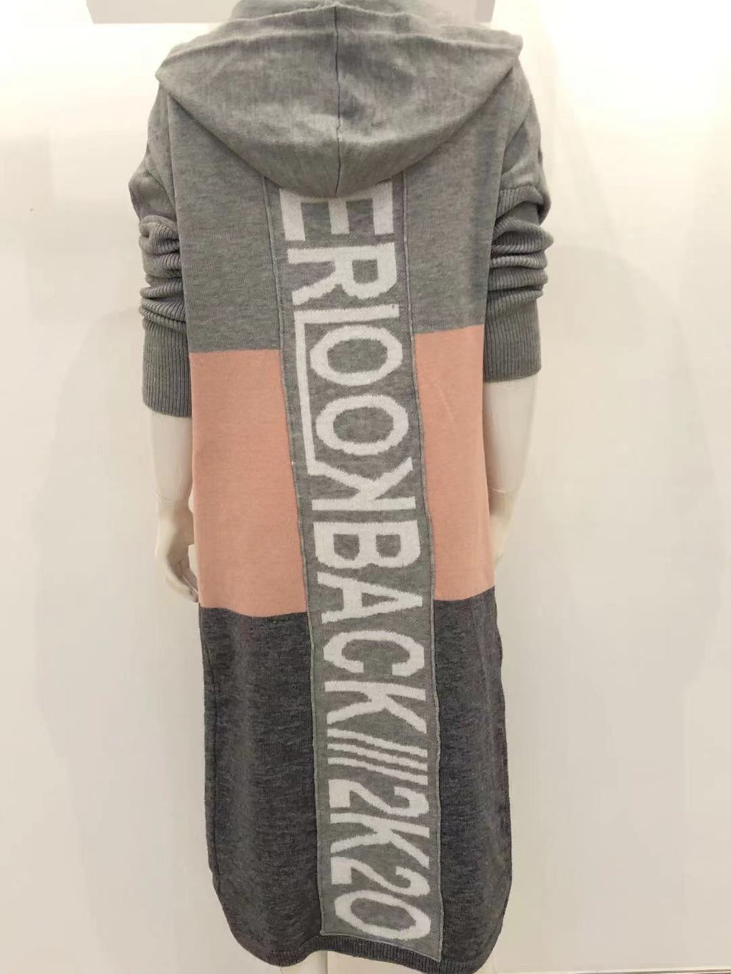 Hooded Colorblock Longline Knit Duster Cardigan - Pink - 3