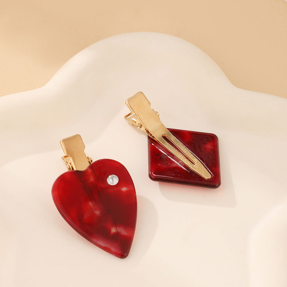 Marbled Geometric Hair Clip With Crystal Stud - view 3