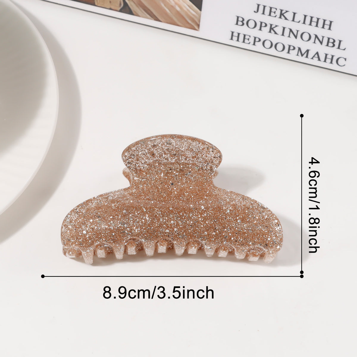 Chunky Glitter Hair Claw Clip for Thick Hair - Champagne