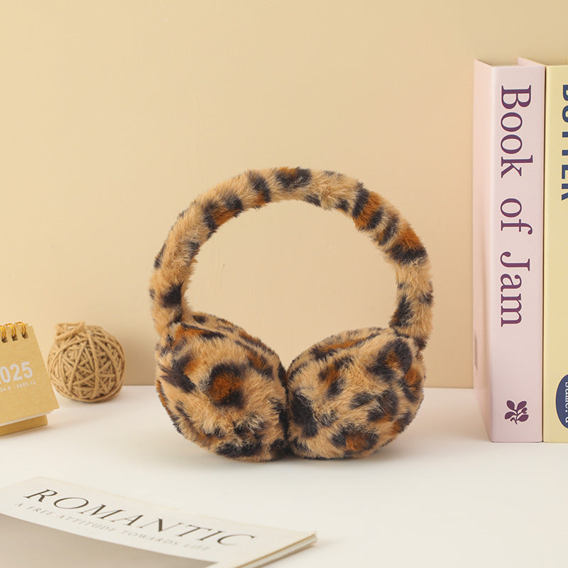 Spotted Leopard Faux Fur Earmuffs - Brown