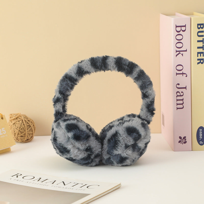 Spotted Leopard Faux Fur Earmuffs - Grey