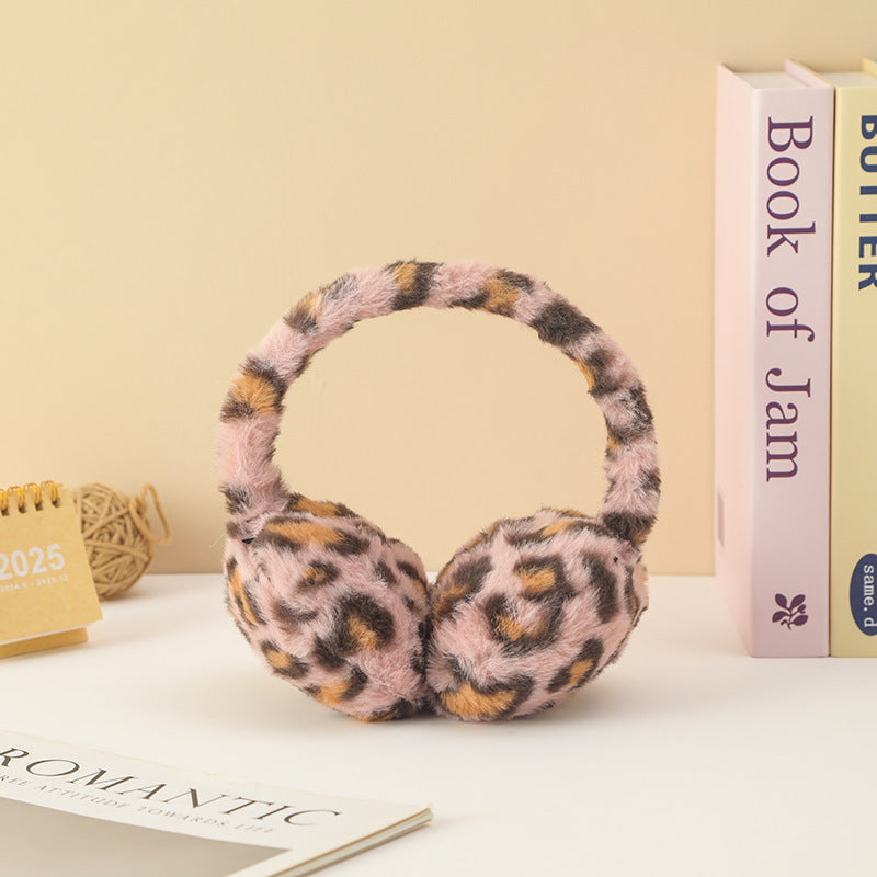 Spotted Leopard Faux Fur Earmuffs - Pink