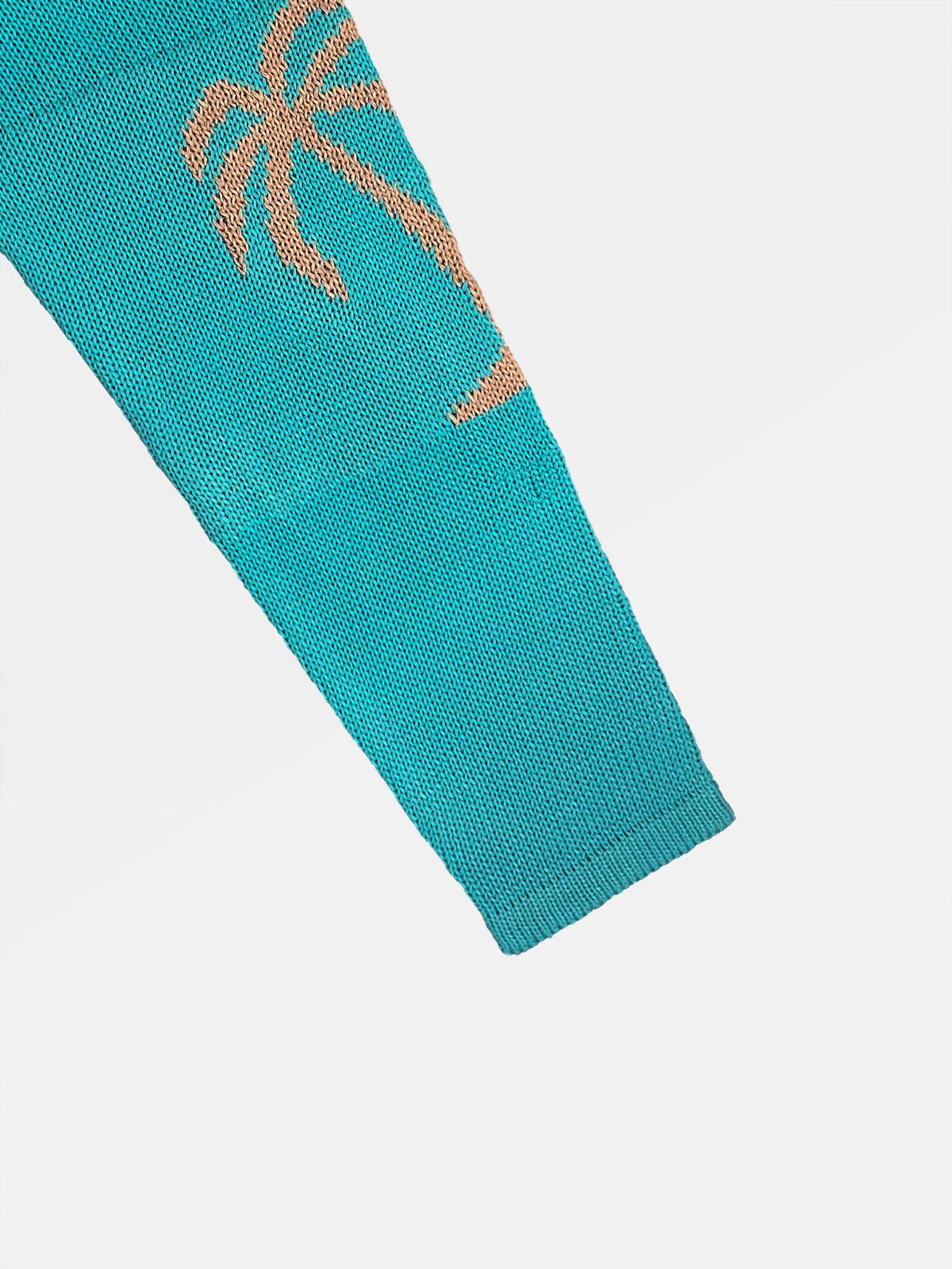 Palm Tree Jacquard Boat Neck Knit Top - Coconut - 3