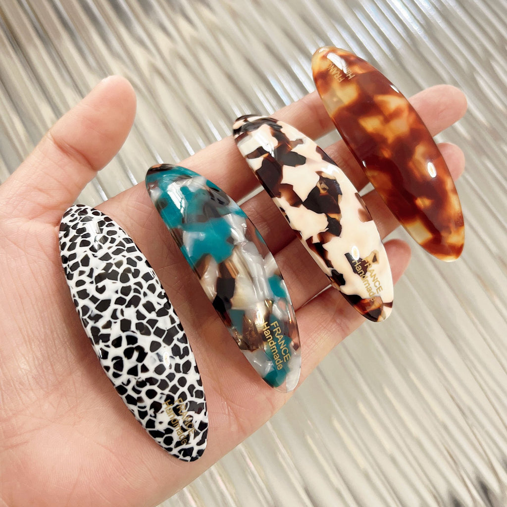 Marbled Acetate Oval Snap Hairpin - view 1