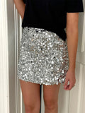 Paillette Sequin High Waist Mini Skirt - Silvery