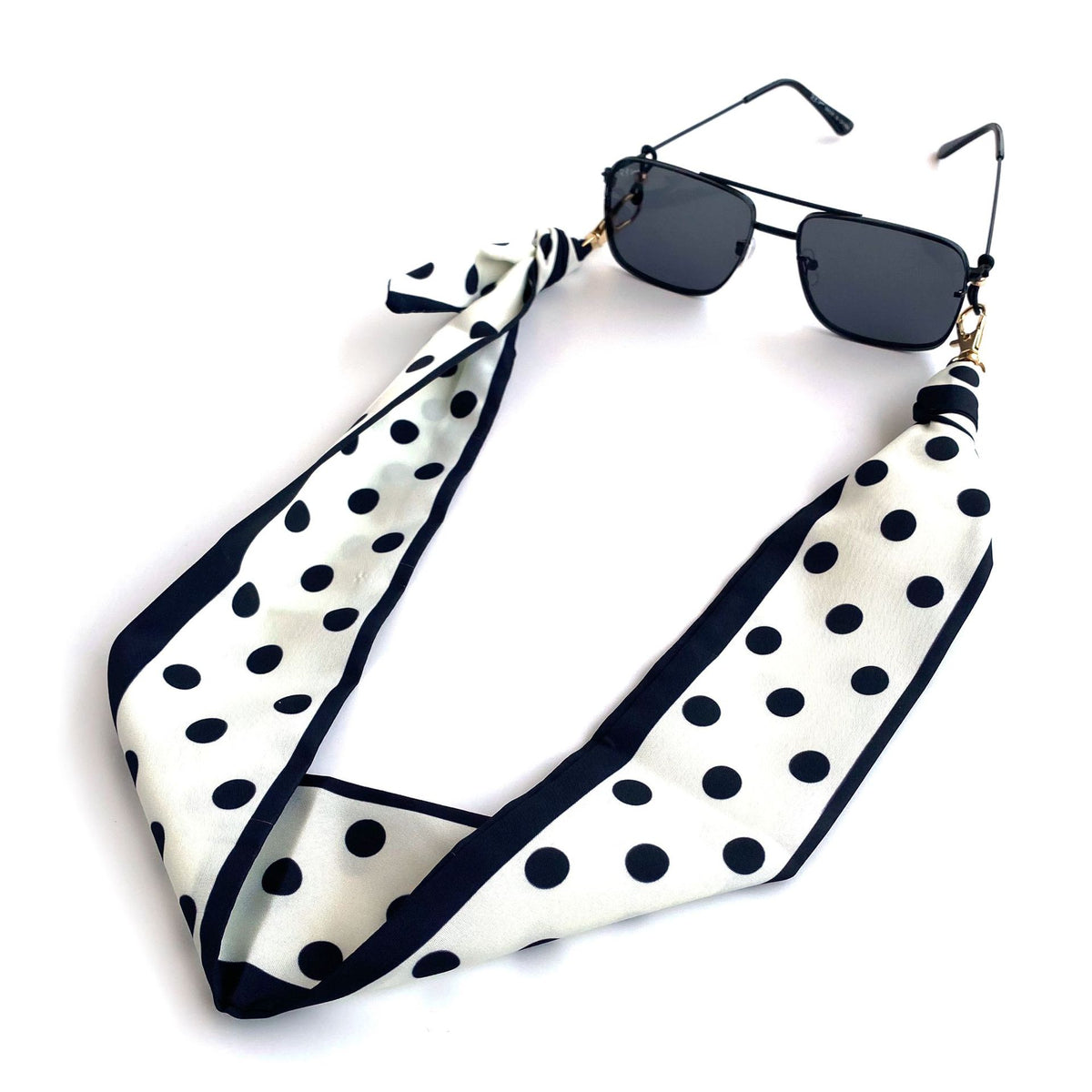 Printed Silky Scarf Glasses Chain - PolkaDot - 1