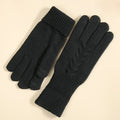 Wheat Cable Knit Winter Gloves - Black
