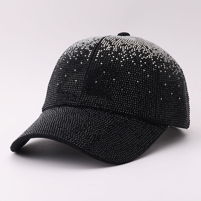 Rhinestone Baseball Cap With Allover Sparkle Finish - GCBlack