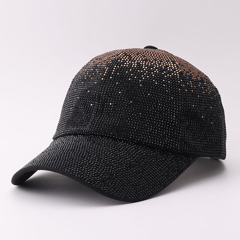 Rhinestone Baseball Cap With Allover Sparkle Finish - GGBlack