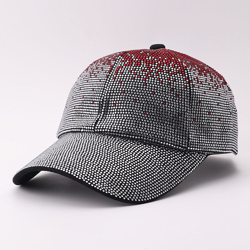 Rhinestone Baseball Cap With Allover Sparkle Finish - GRSilver