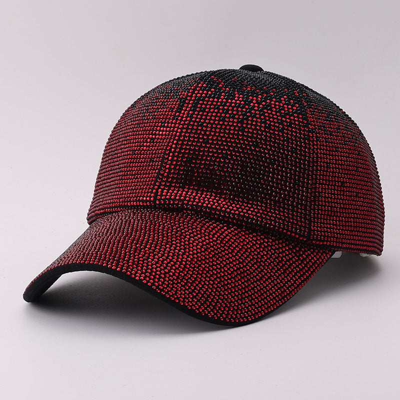 Rhinestone Baseball Cap With Allover Sparkle Finish - GRed