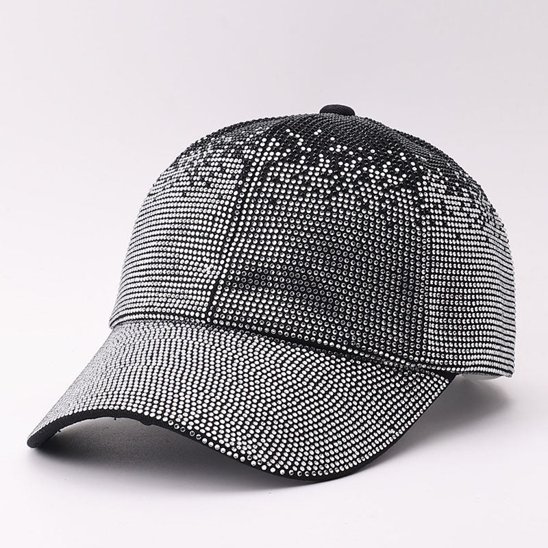 Rhinestone Baseball Cap With Allover Sparkle Finish - GSilver