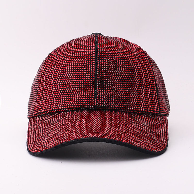 Rhinestone Baseball Cap With Allover Sparkle Finish - Red - 1
