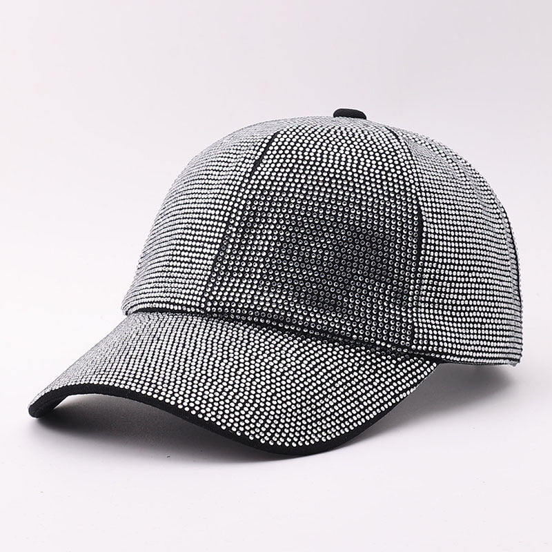 Rhinestone Baseball Cap With Allover Sparkle Finish - Silver