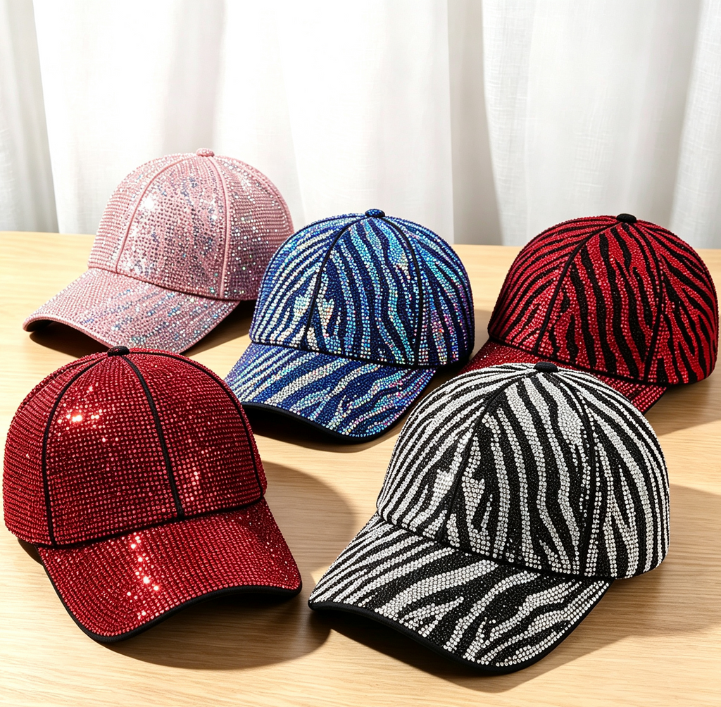 Rhinestone Baseball Cap With Allover Sparkle Finish - ZRose - 2