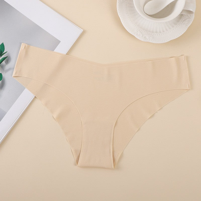 Seamless Ice Silk Laser Cut Low Rise Brief - Apricot
