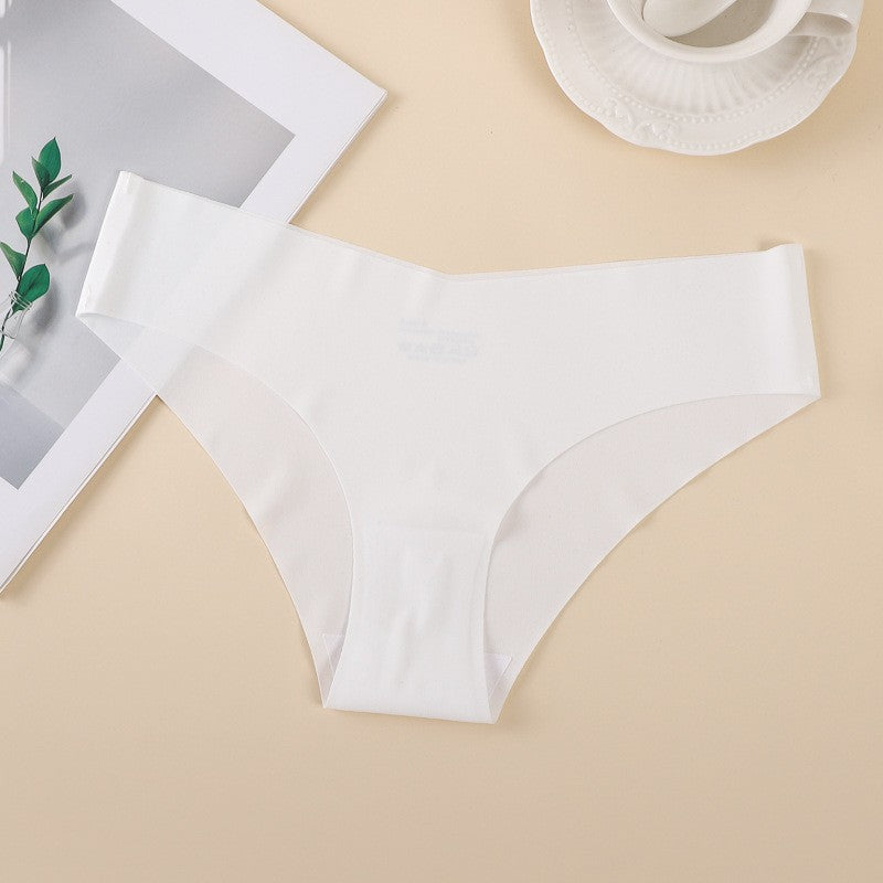 Seamless Ice Silk Laser Cut Low Rise Brief - White