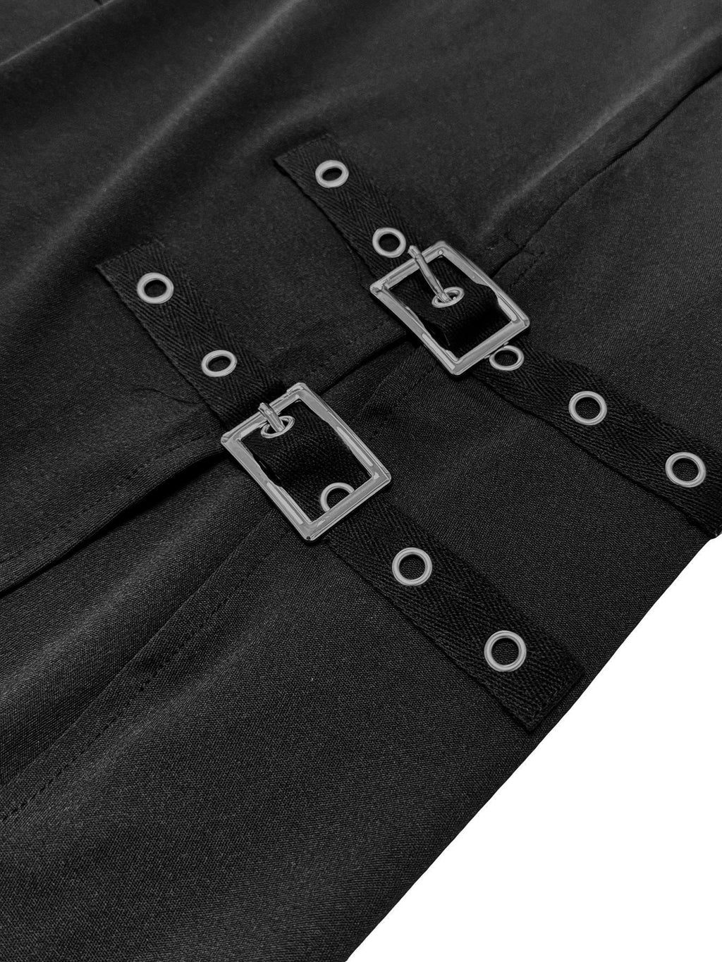 Buckle Trim Double Slit Maxi Skirt - Black - 4